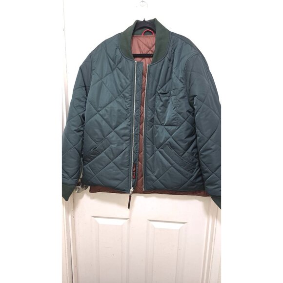 NWT Robert Graham Men's Reversible Quilted Jacket Green/Brown Full-Zip Closure S - Picture 5 of 11